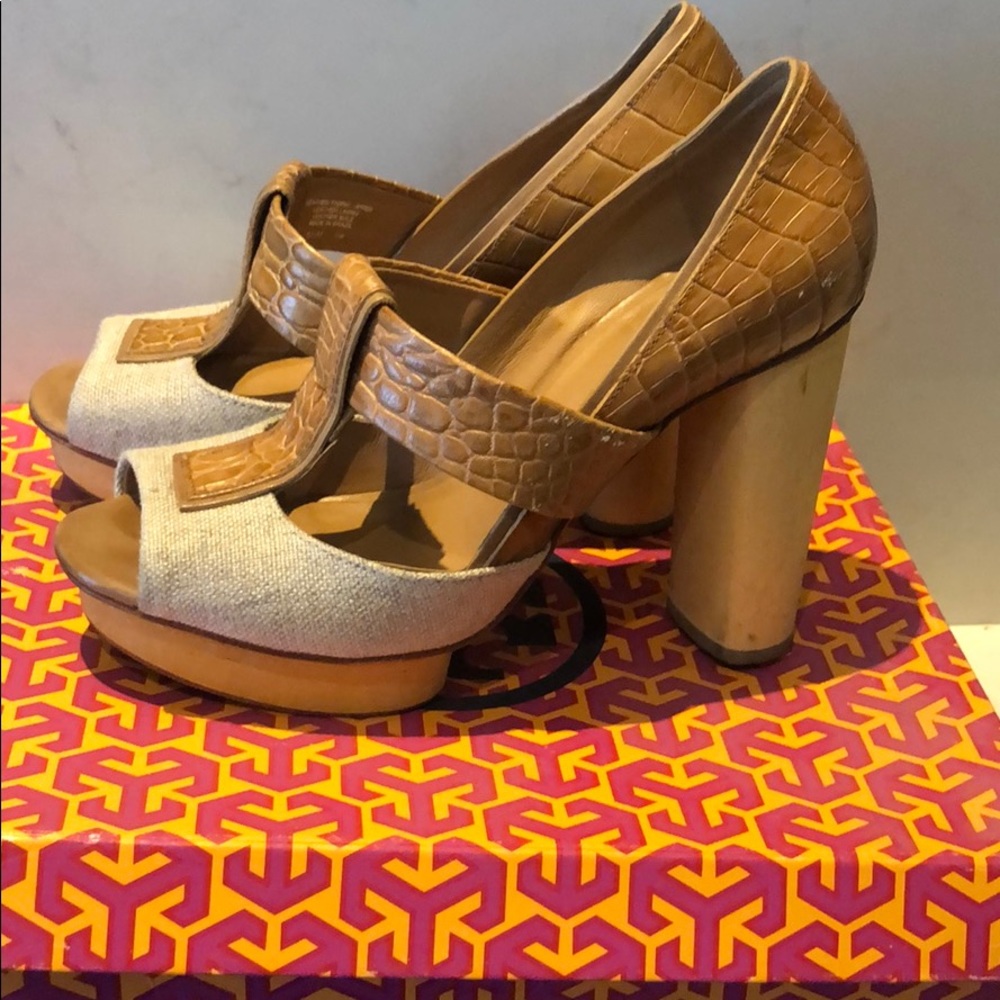 Tory Burch Georgina-fabric Linen high heel sandal